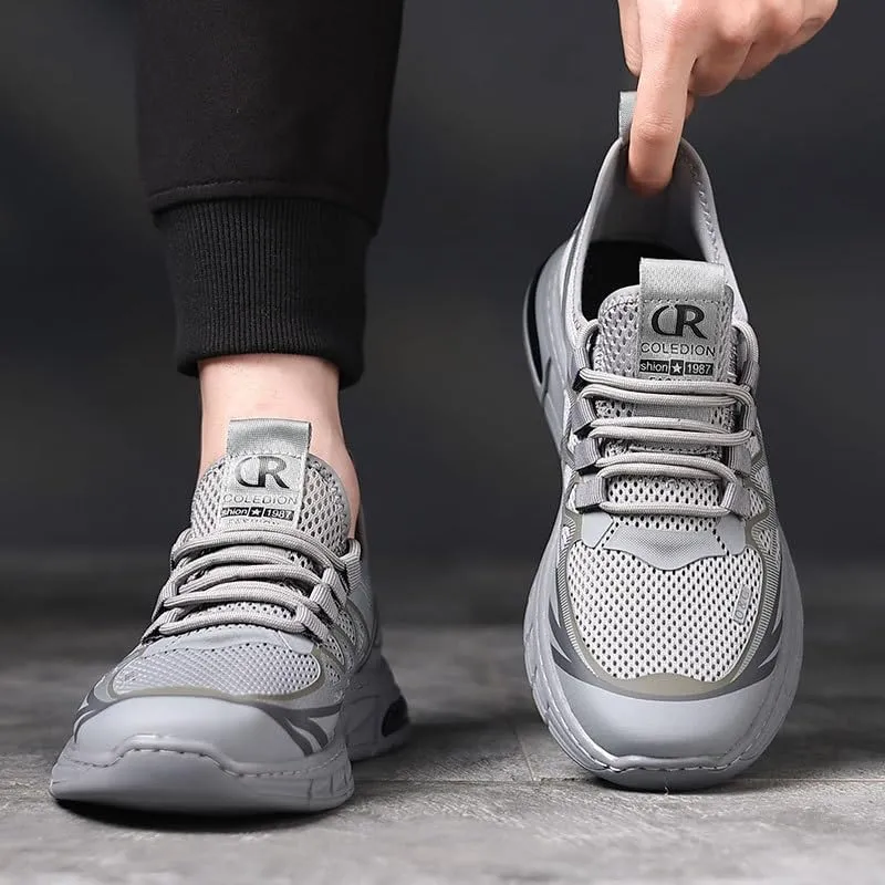 Men's Leather Breathable Sneakers Shoes Wedding Low Top Business Work Mesh Shoes
