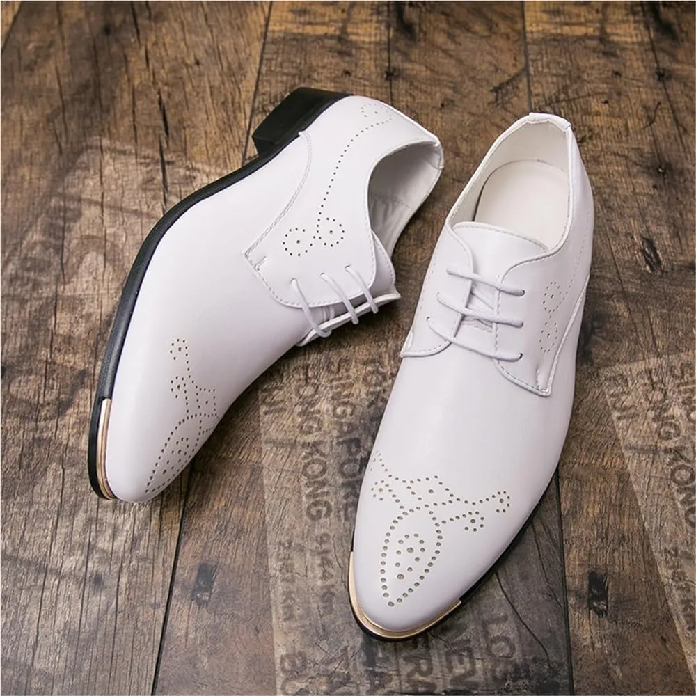 Mens Orthopedic Oxford Shoes Formal Business Lace Up Leather Pointed Toe Anti Slip Low Top Comfort Dress