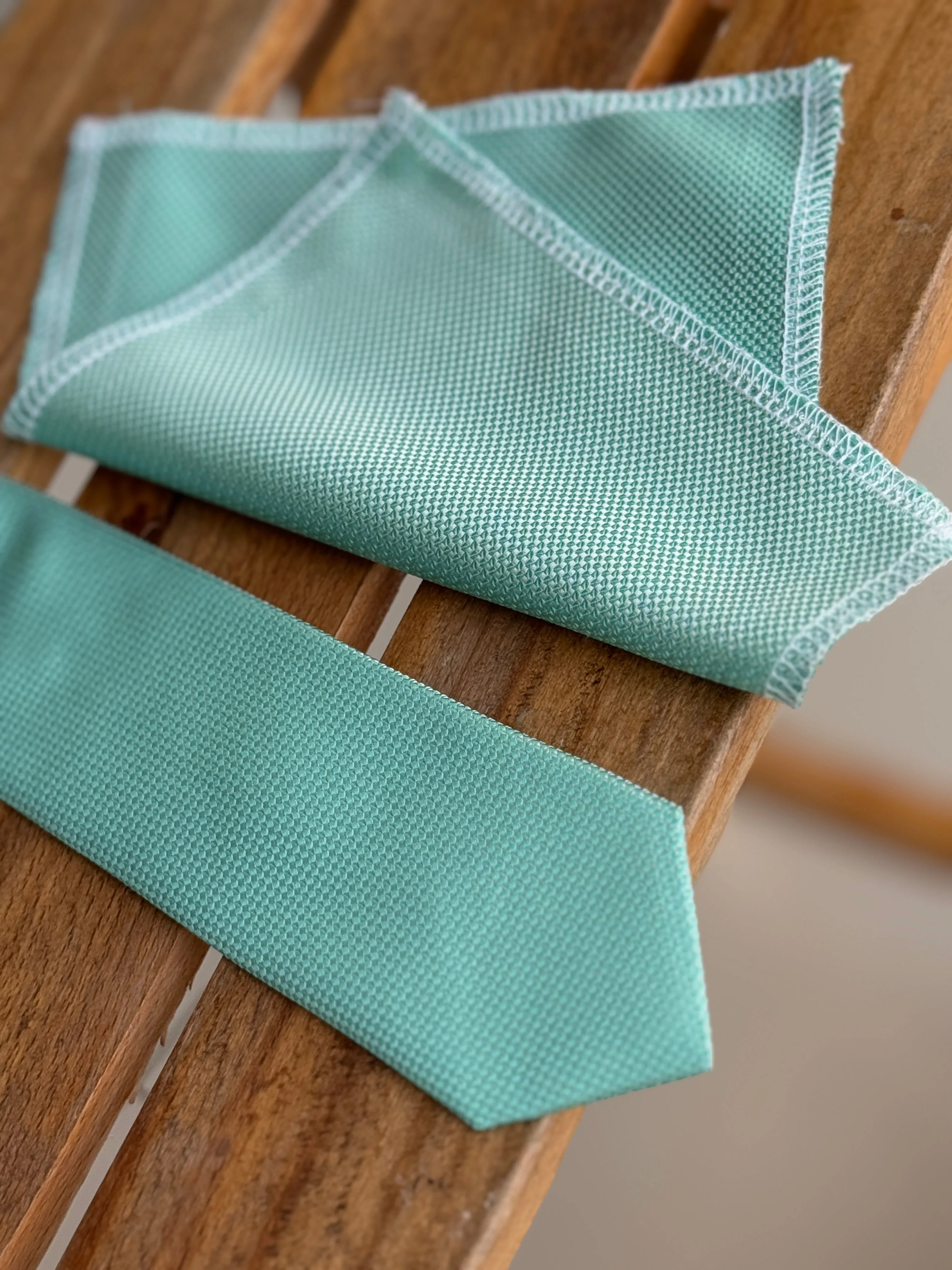 Men’s Oxford Weave Slim Tie Formal Neckwear - Mint Blue