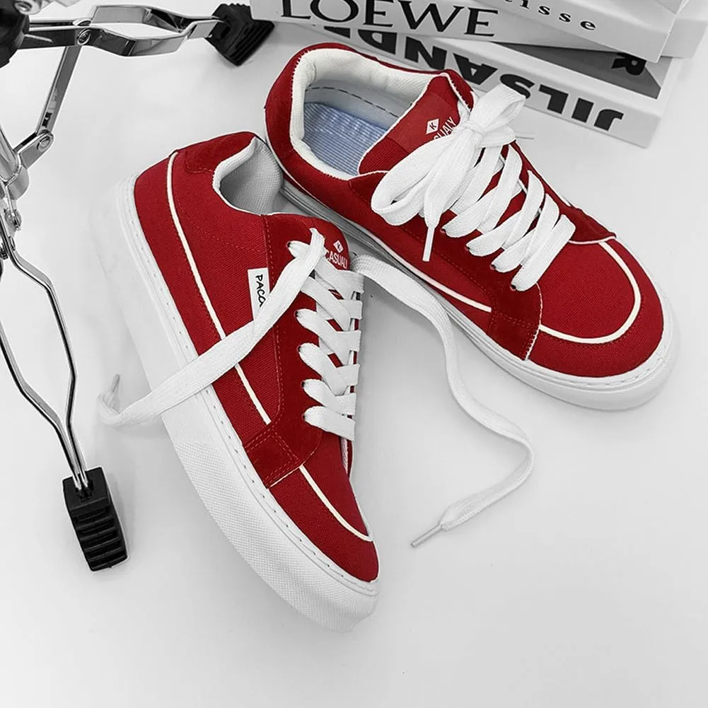 Men's Skate Lightweight Low Top Canvas Sneakers Breathable Flat Walking Shoes