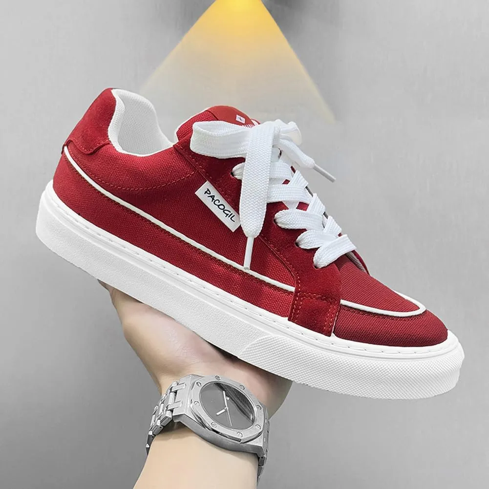 Men's Skate Lightweight Low Top Canvas Sneakers Breathable Flat Walking Shoes
