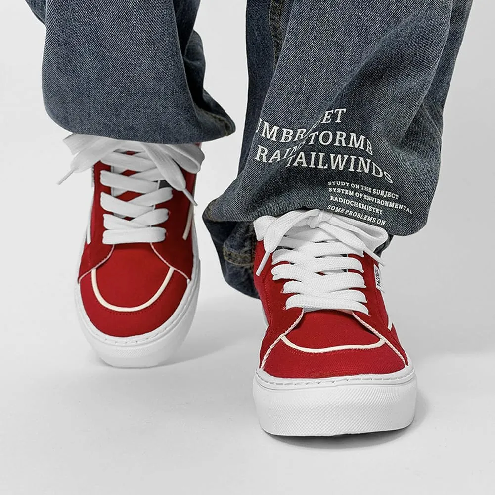 Men's Skate Lightweight Low Top Canvas Sneakers Breathable Flat Walking Shoes