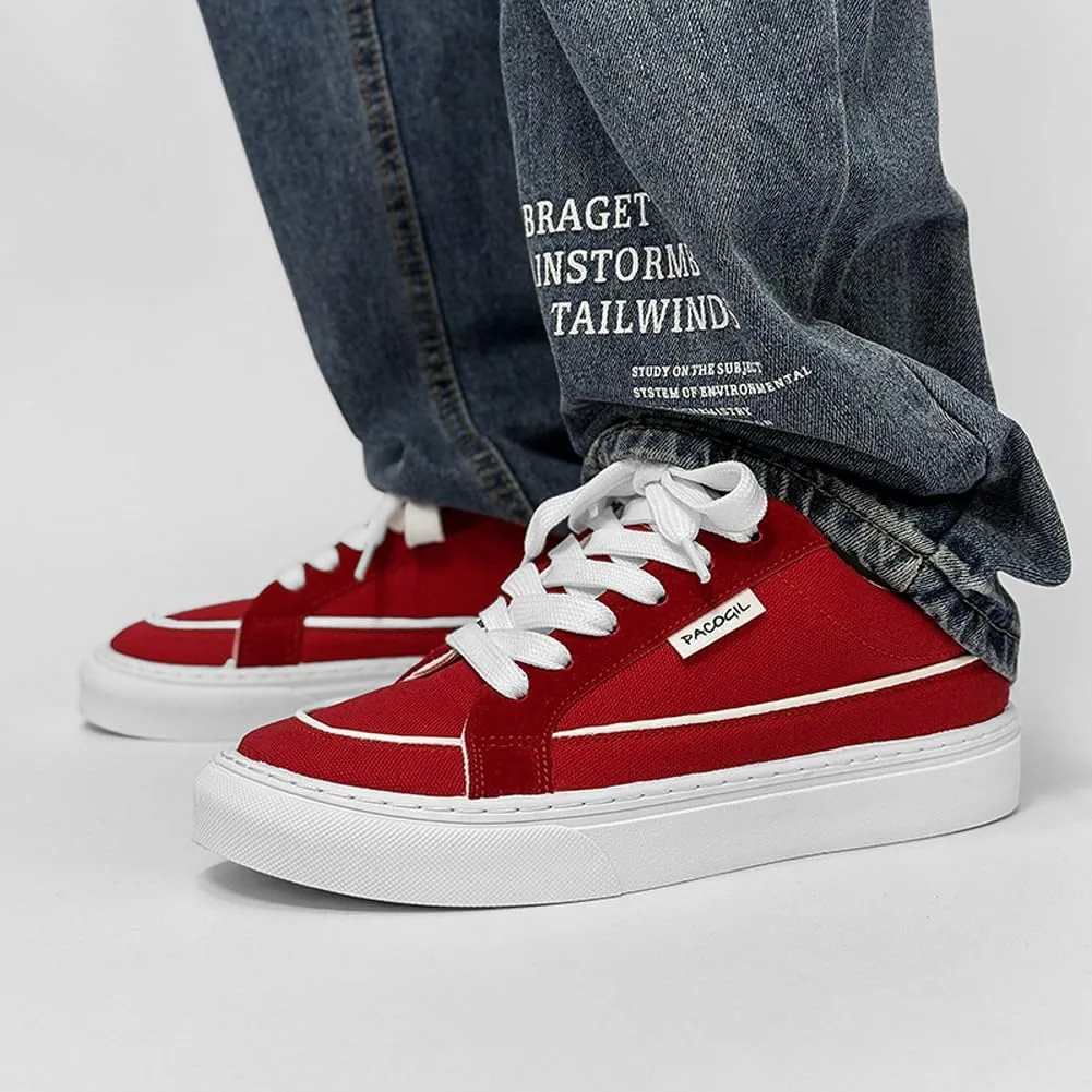 Men's Skate Lightweight Low Top Canvas Sneakers Breathable Flat Walking Shoes
