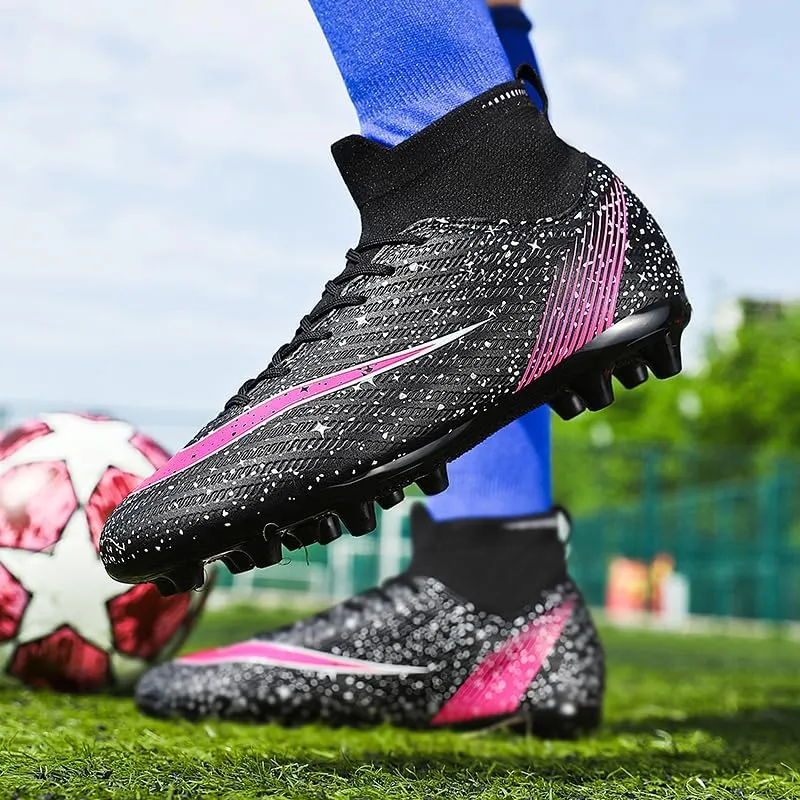 Men's Womens Soccer Shoes Football Cleats High-Tops Lace-Up Non-Slip Spikes Indoor Outdoor Sports Athletic Baseball Lacrosse Sneaker