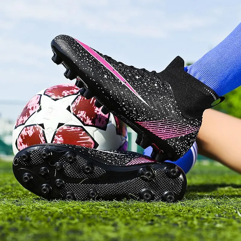 Men's Womens Soccer Shoes Football Cleats High-Tops Lace-Up Non-Slip Spikes Indoor Outdoor Sports Athletic Baseball Lacrosse Sneaker