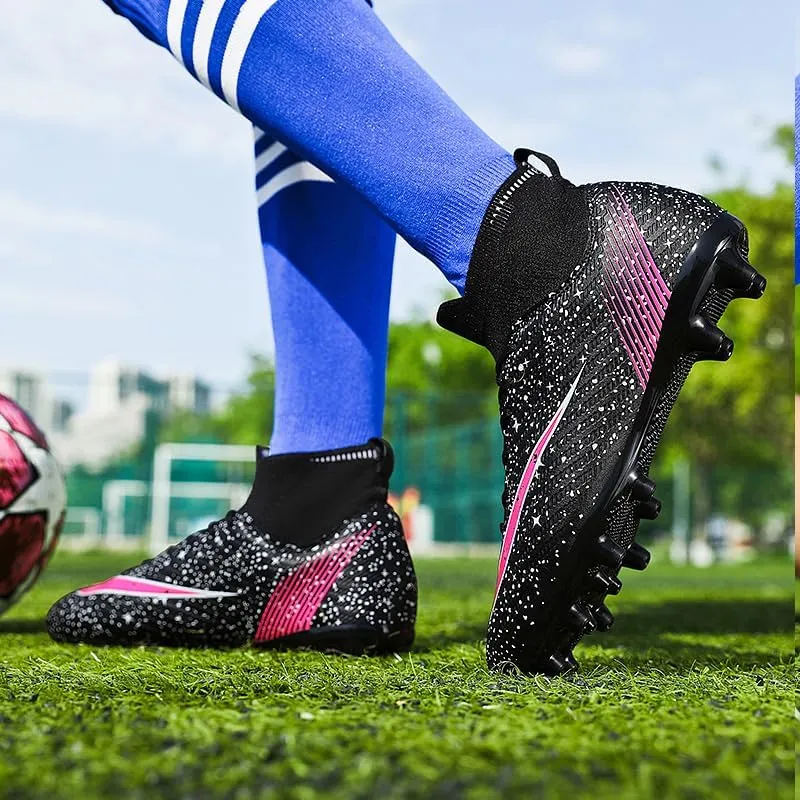 Men's Womens Soccer Shoes Football Cleats High-Tops Lace-Up Non-Slip Spikes Indoor Outdoor Sports Athletic Baseball Lacrosse Sneaker