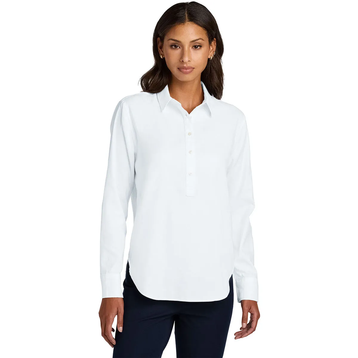 Mercer Mettle Women's White Long Sleeve Modern Oxford Shirt