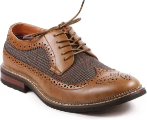 Metrocharm MET525-6 Men's Tweed Perforated Wing Tip Lace Up Oxford Dress Shoes
