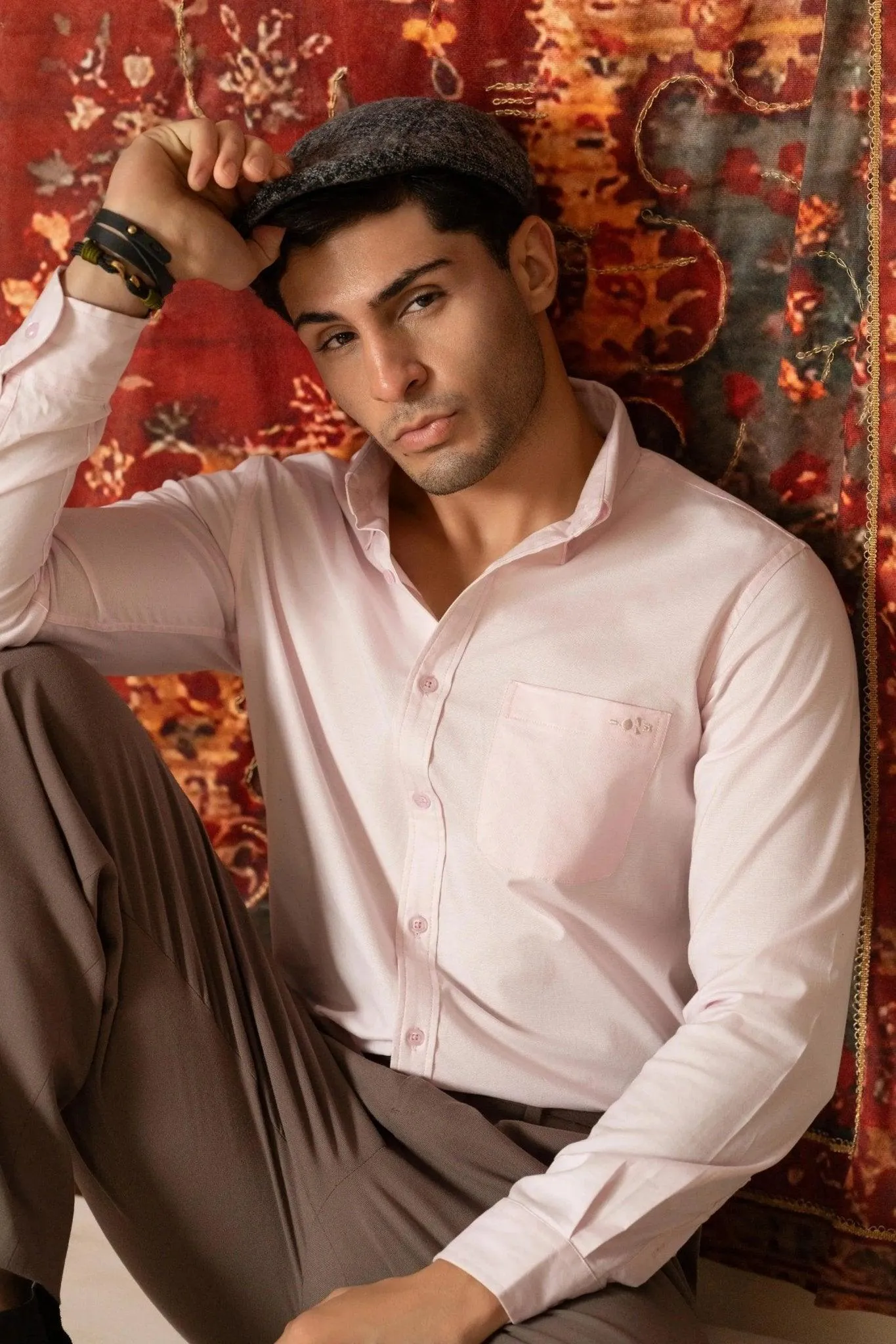 Minus One Men’s Pink Oxford Cotton Shirt – Regular Fit