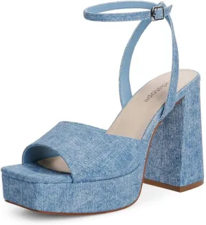 Modatope Platform Heels for Women Platform Sandals Womens Chunky Heel Open Toe Pumps Ankle Strap Womens Wedding Party Pumps Shoes