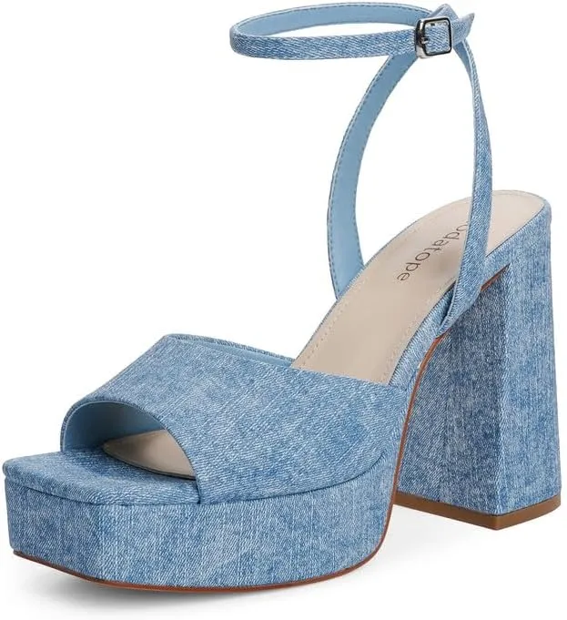 Modatope Platform Heels for Women Platform Sandals Womens Chunky Heel Open Toe Pumps Ankle Strap Womens Wedding Party Pumps Shoes
