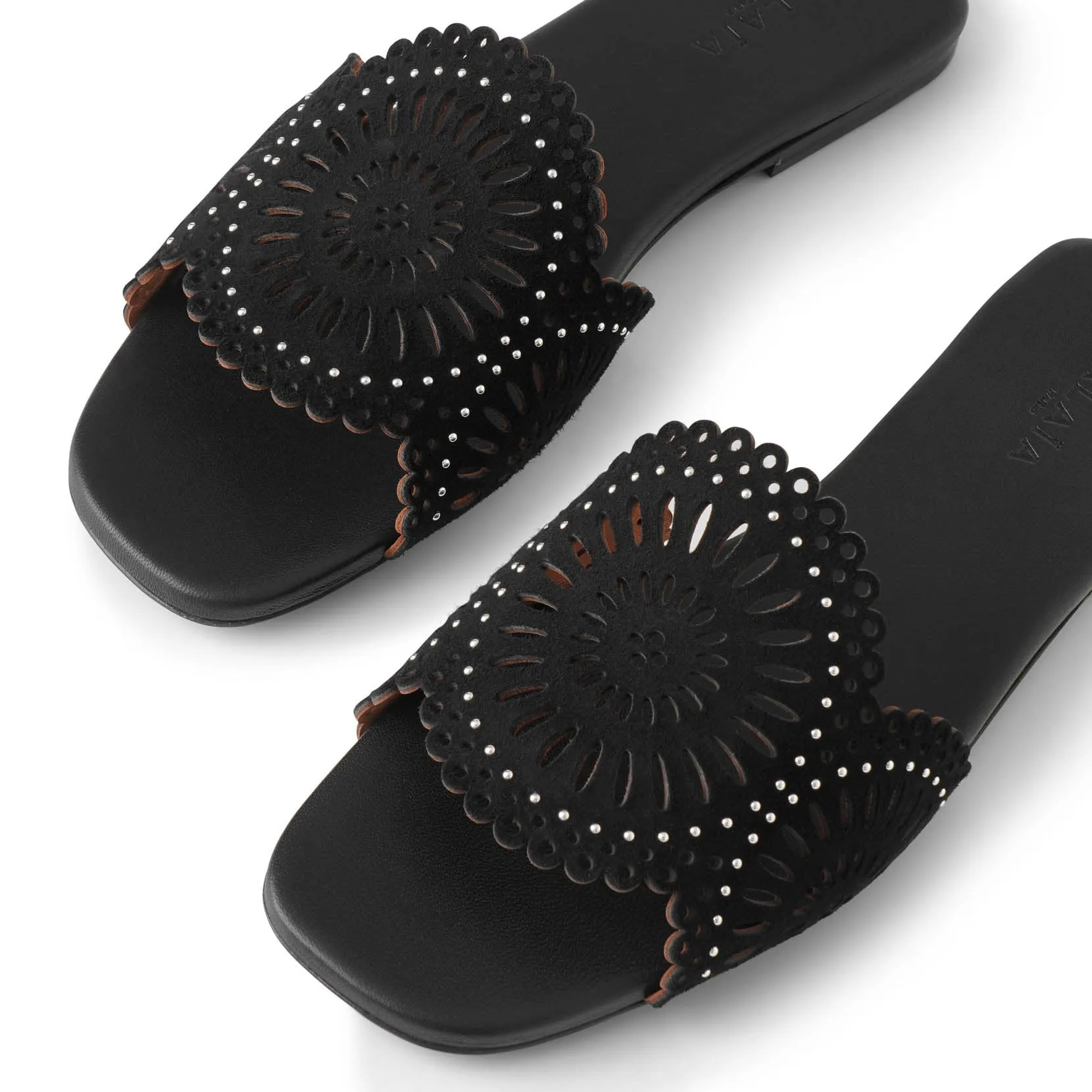 Molukai flat black suede mules