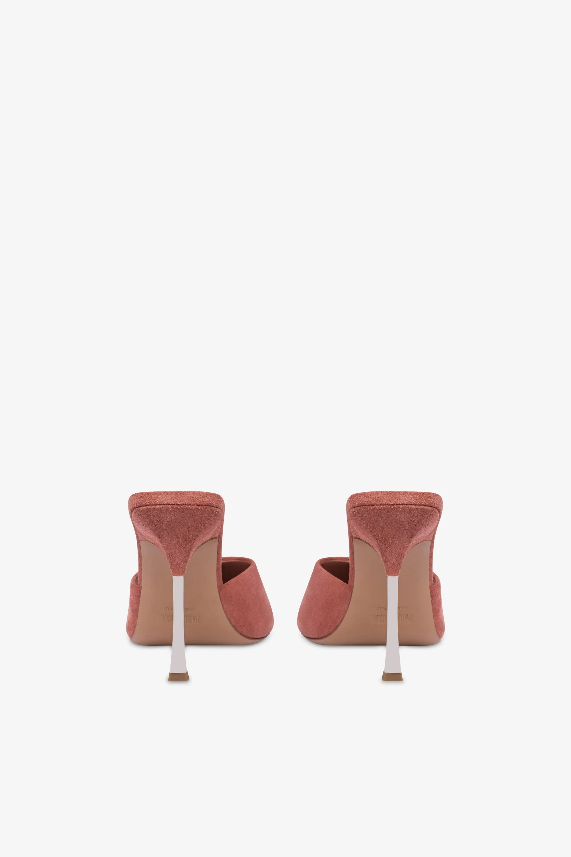 Mules in salmon pink suede leather