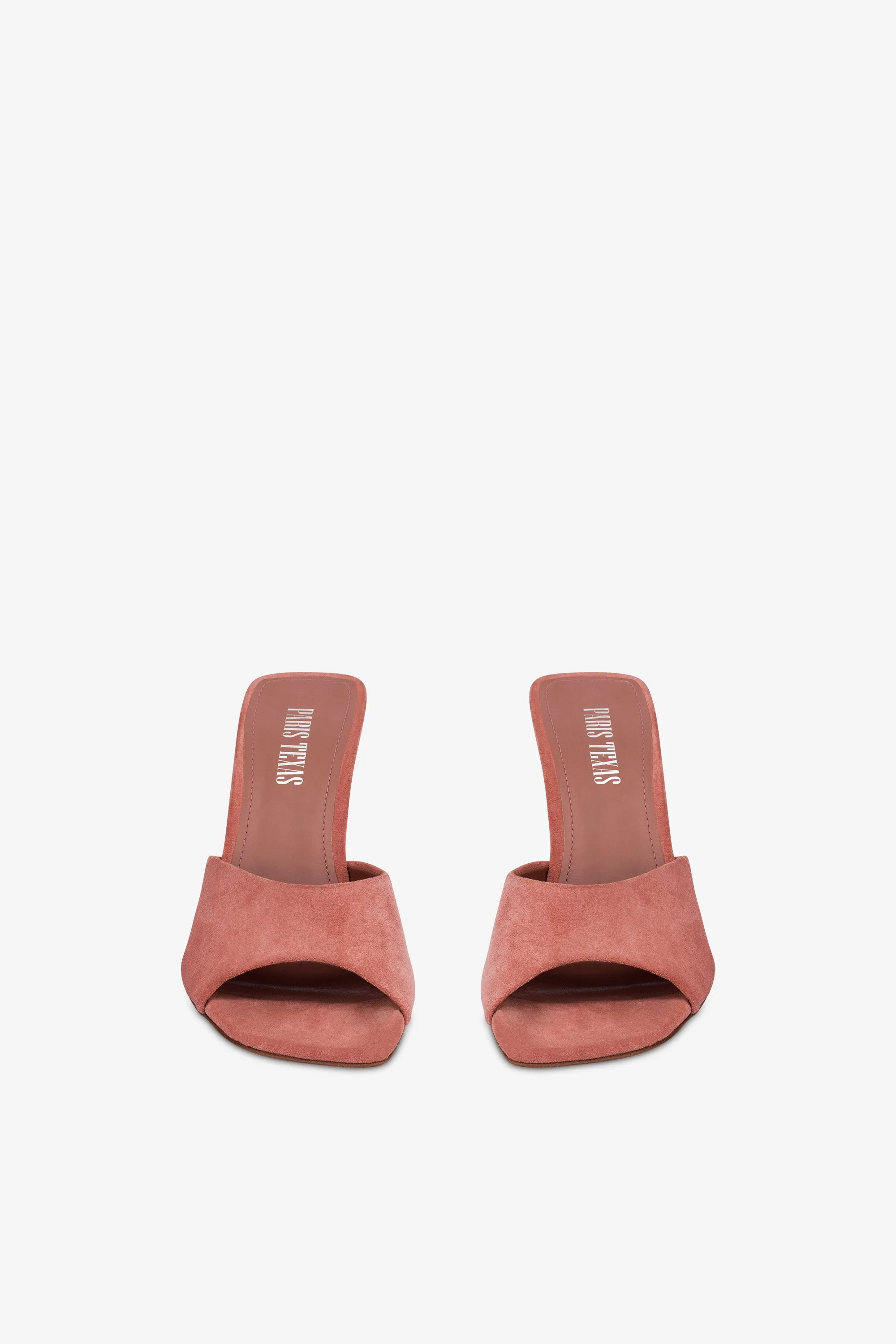 Mules in salmon pink suede leather