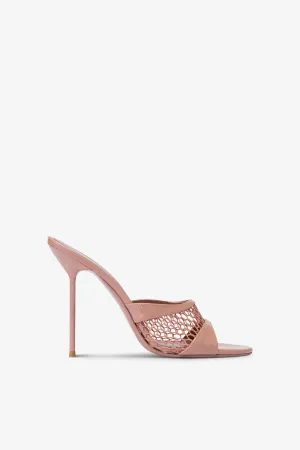 Mules in Texas rose and dark phard mesh and patent leather