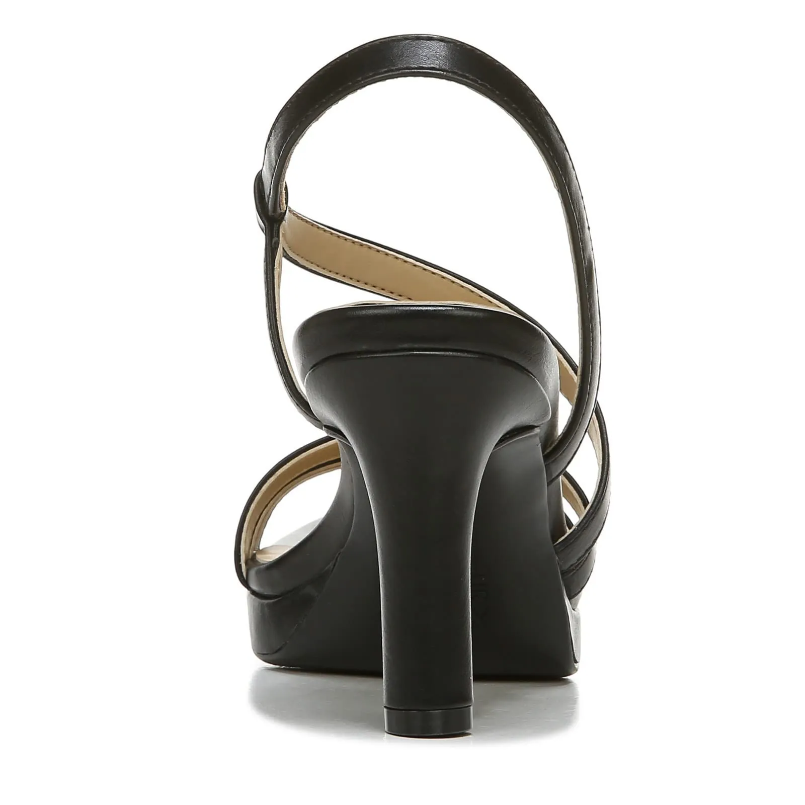 Naturalizer Womens Brenta Strappy Slip On Platform Dress Sandal,Black Smooth,7M
