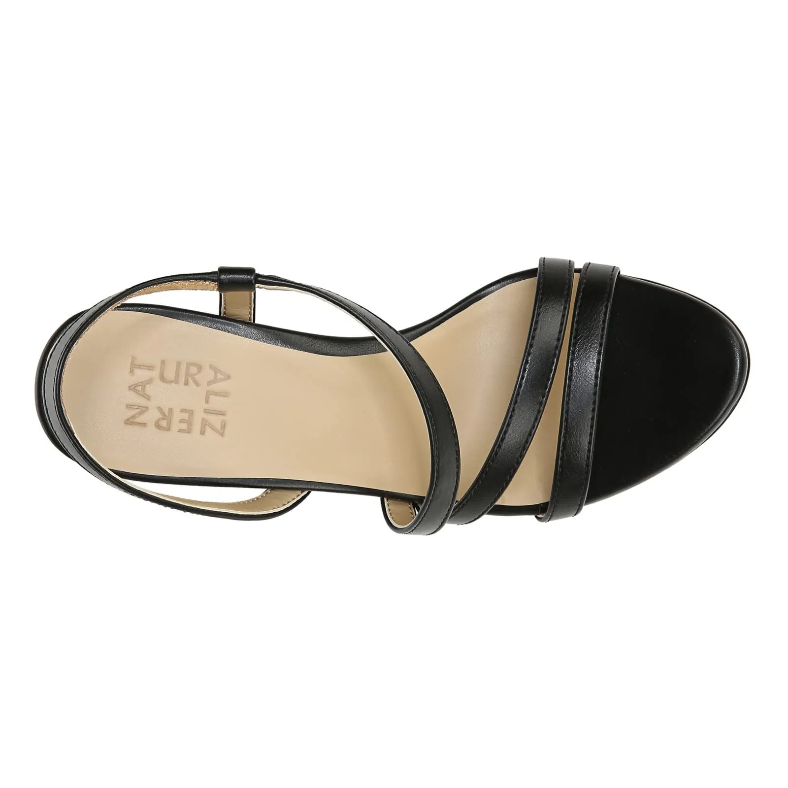 Naturalizer Womens Brenta Strappy Slip On Platform Dress Sandal,Black Smooth,7M