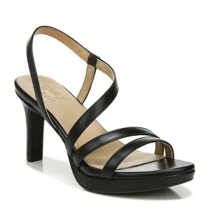 Naturalizer Womens Brenta Strappy Slip On Platform Dress Sandal,Black Smooth,7M