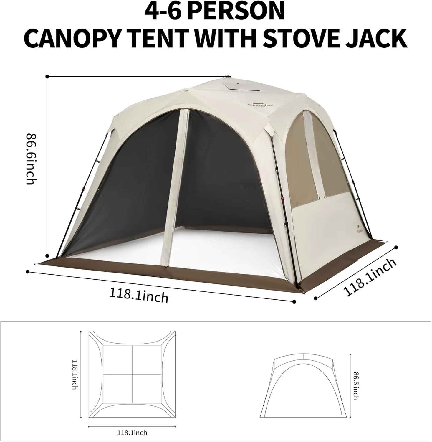 Naturehike Cloud Boundar Camping Tent, 60S Easy Setup Instant Pop up Tents for Camping,Canopy Tent for Sporting Events, Tailgating, Camping, Outdoor Activities