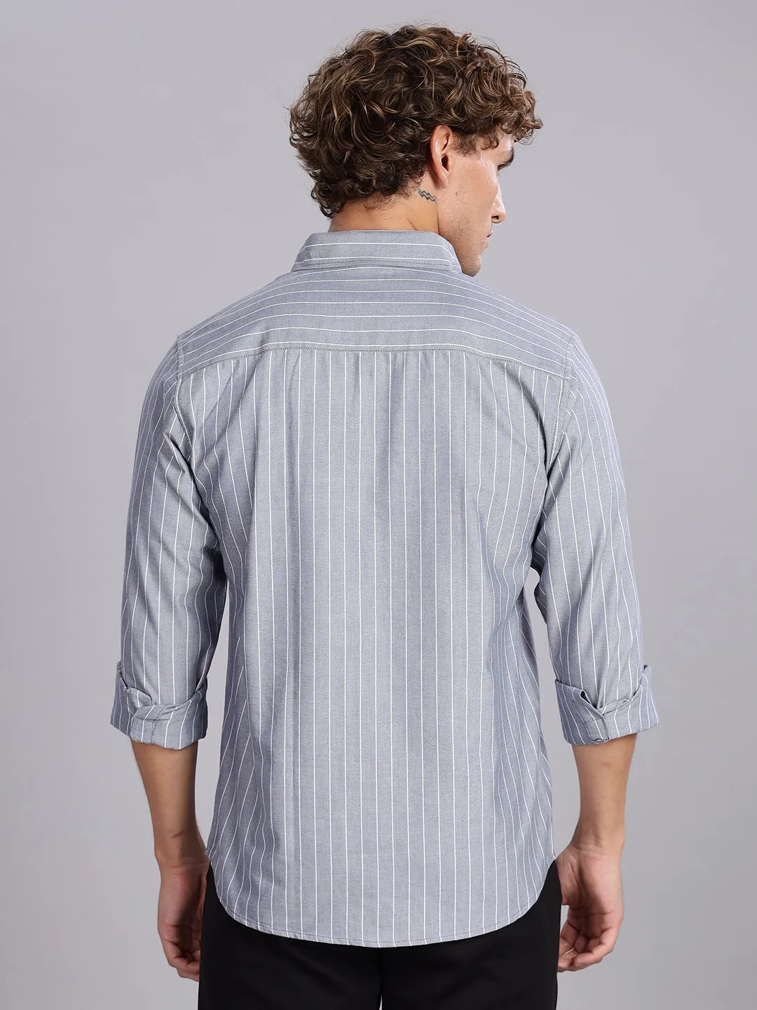 Navy Stripes Cotton Casual Shirt