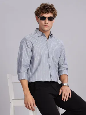 Navy Stripes Cotton Casual Shirt
