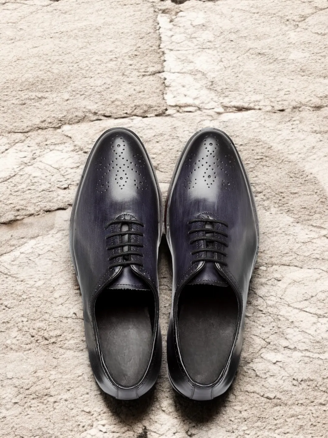 Noir Crest — Perforated Wholecut Oxford