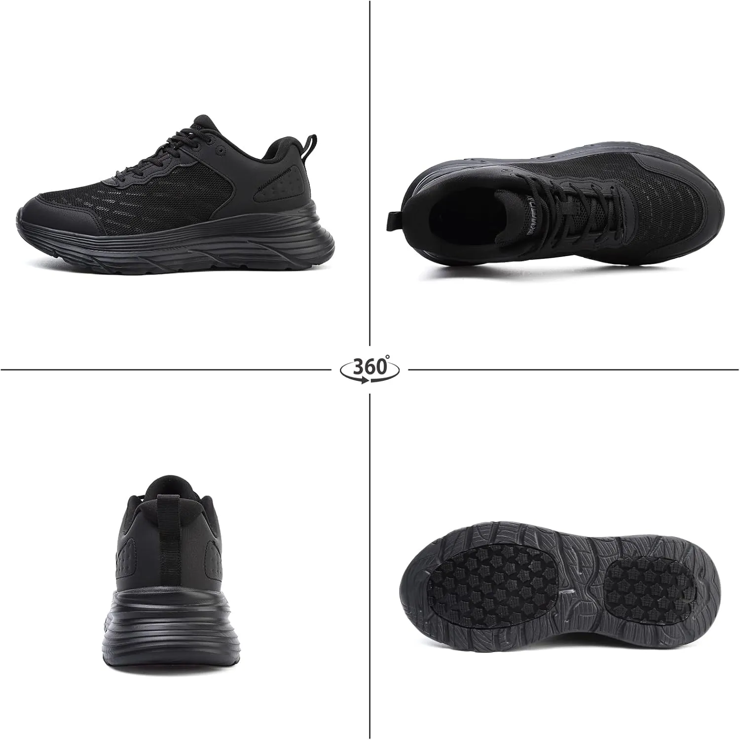 Non Slip Work Shoes for Men Chef Shoe Comfortable Breathable Oil Resistant Slip Resistant Food Service Sneaker for Kitchen, Restaurant, Waiters - Black