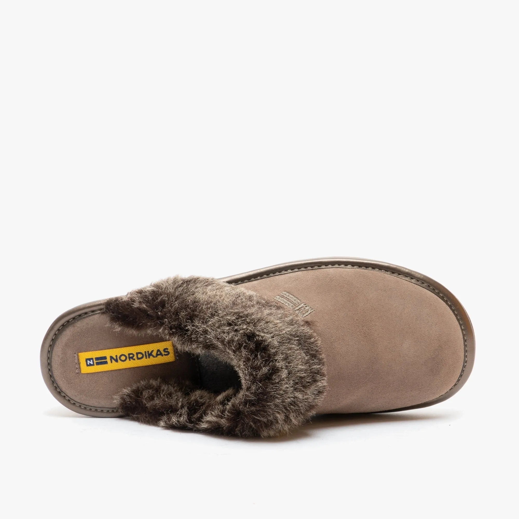 Nordikas 1357 (AFELPADO) Womens Suede Mule Slippers Stone