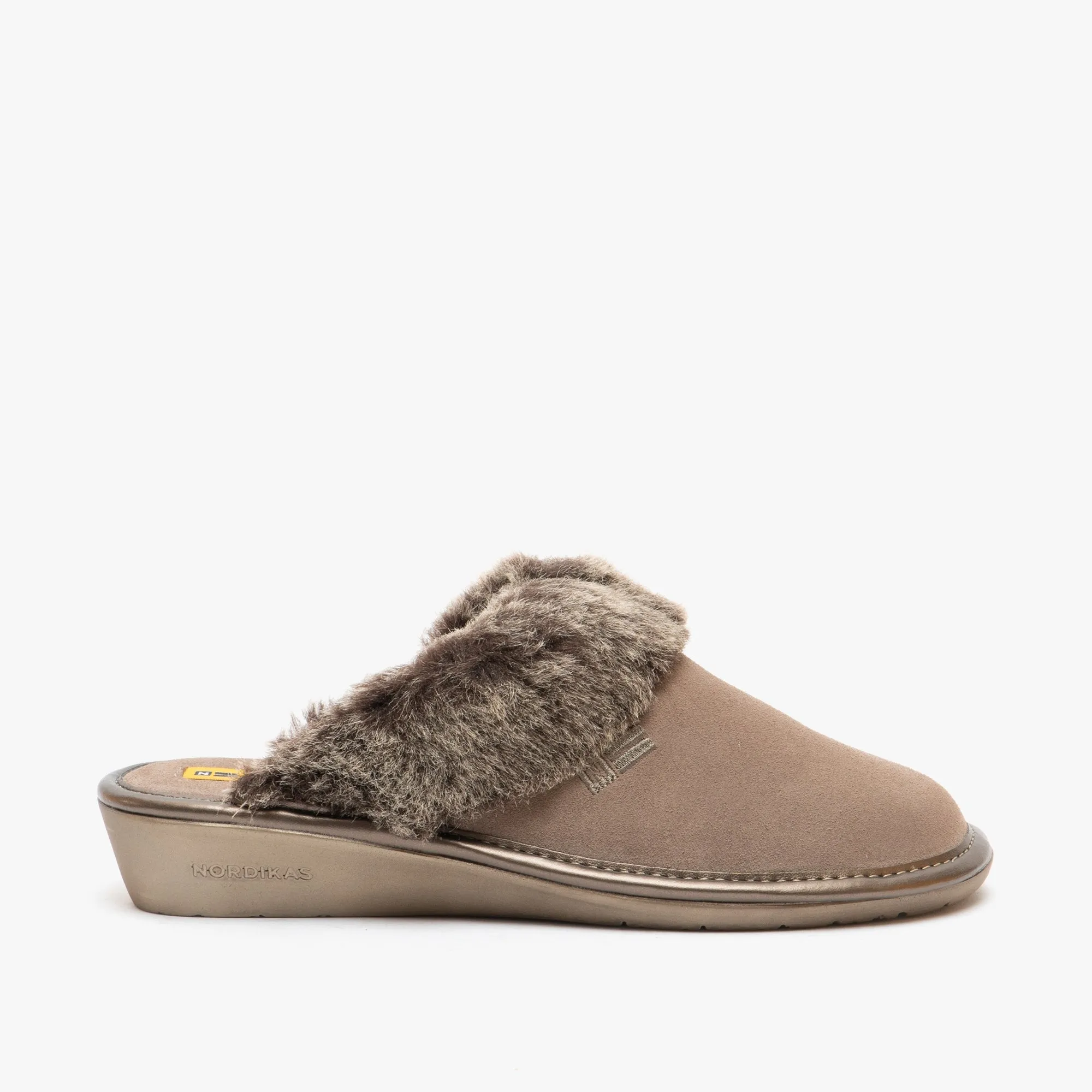 Nordikas 1357 (AFELPADO) Womens Suede Mule Slippers Stone