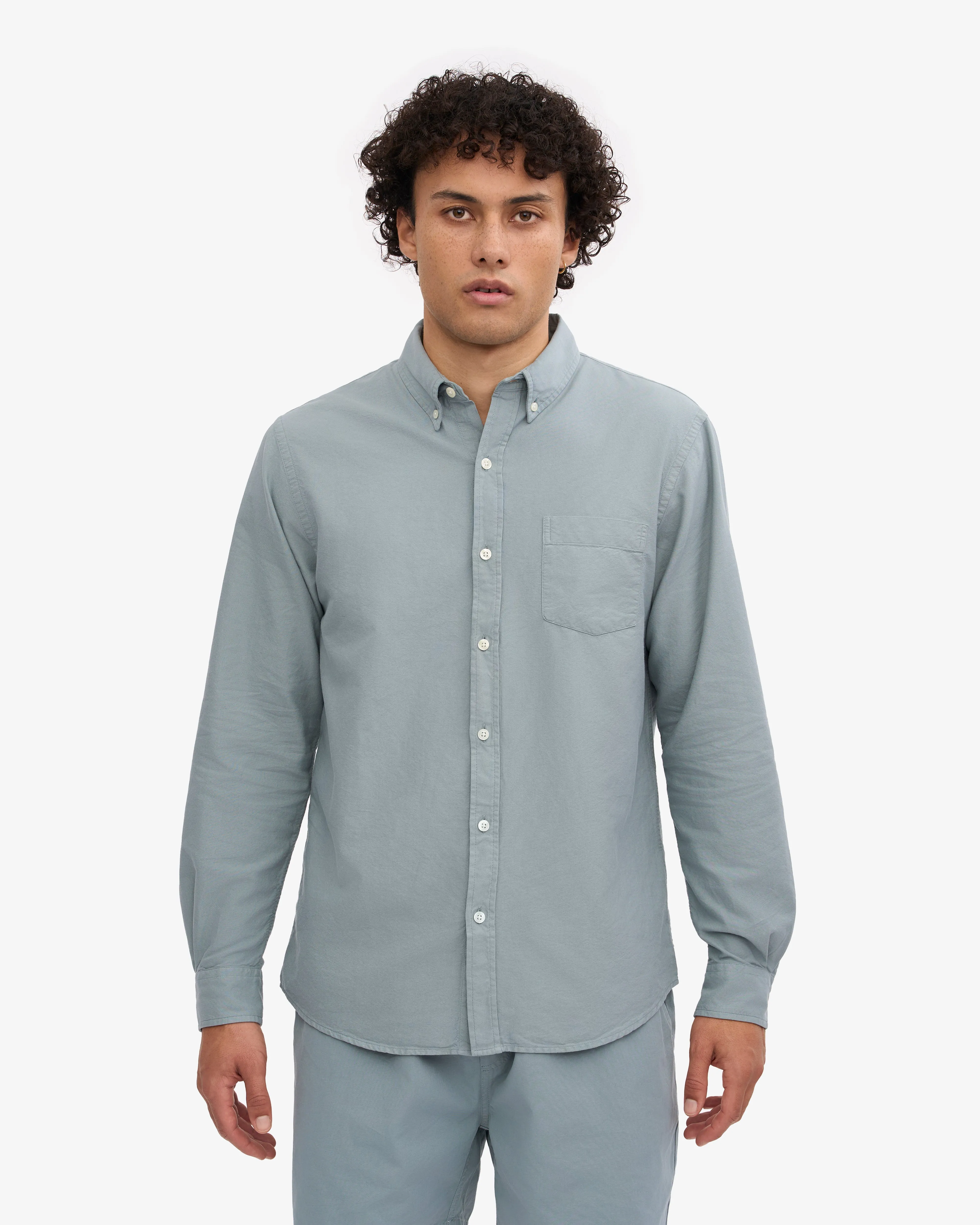 Organic Button Down Shirt - Steel Blue