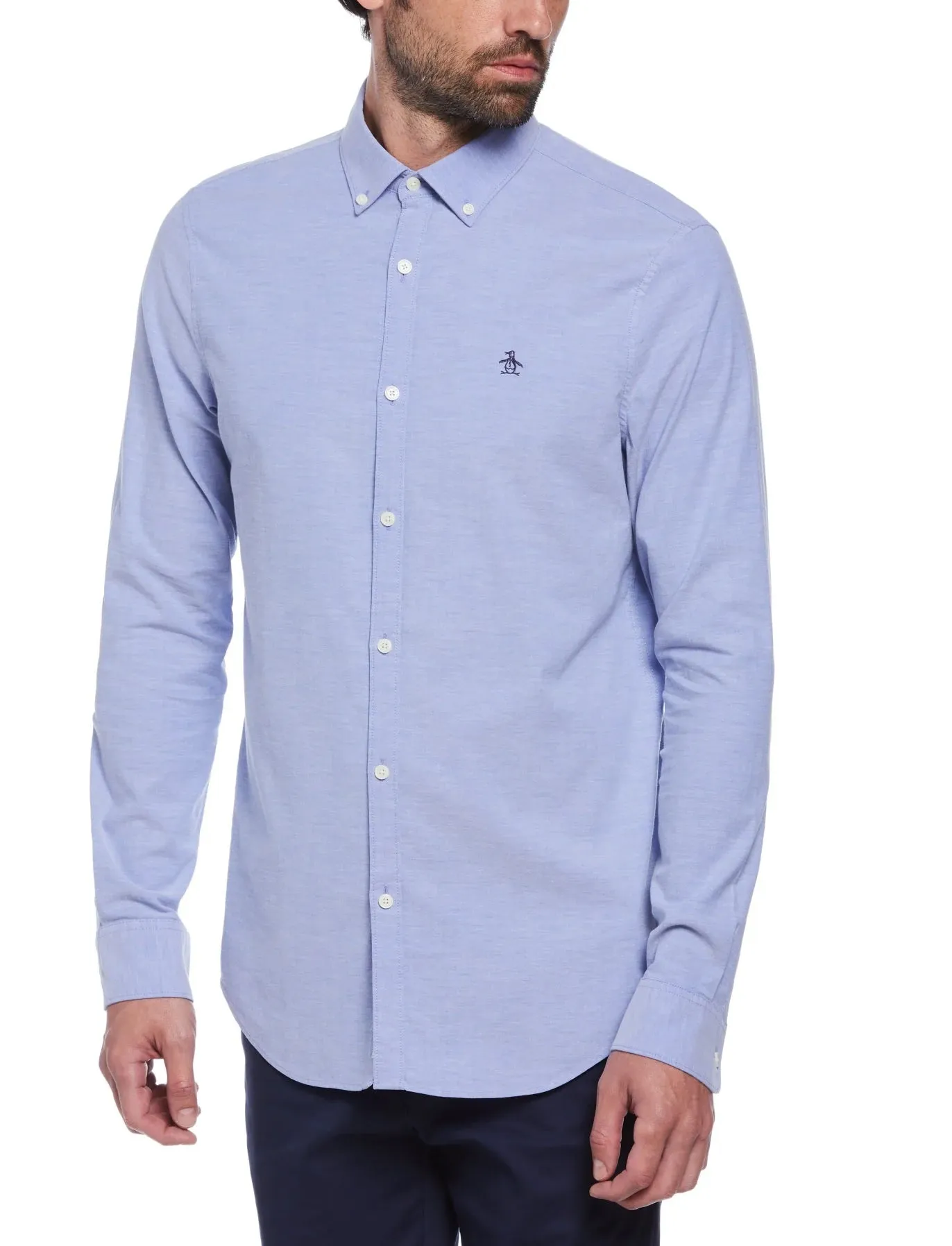 Original Penguin Oxford Long Sleeved Casual Shirt - Amparo Blue