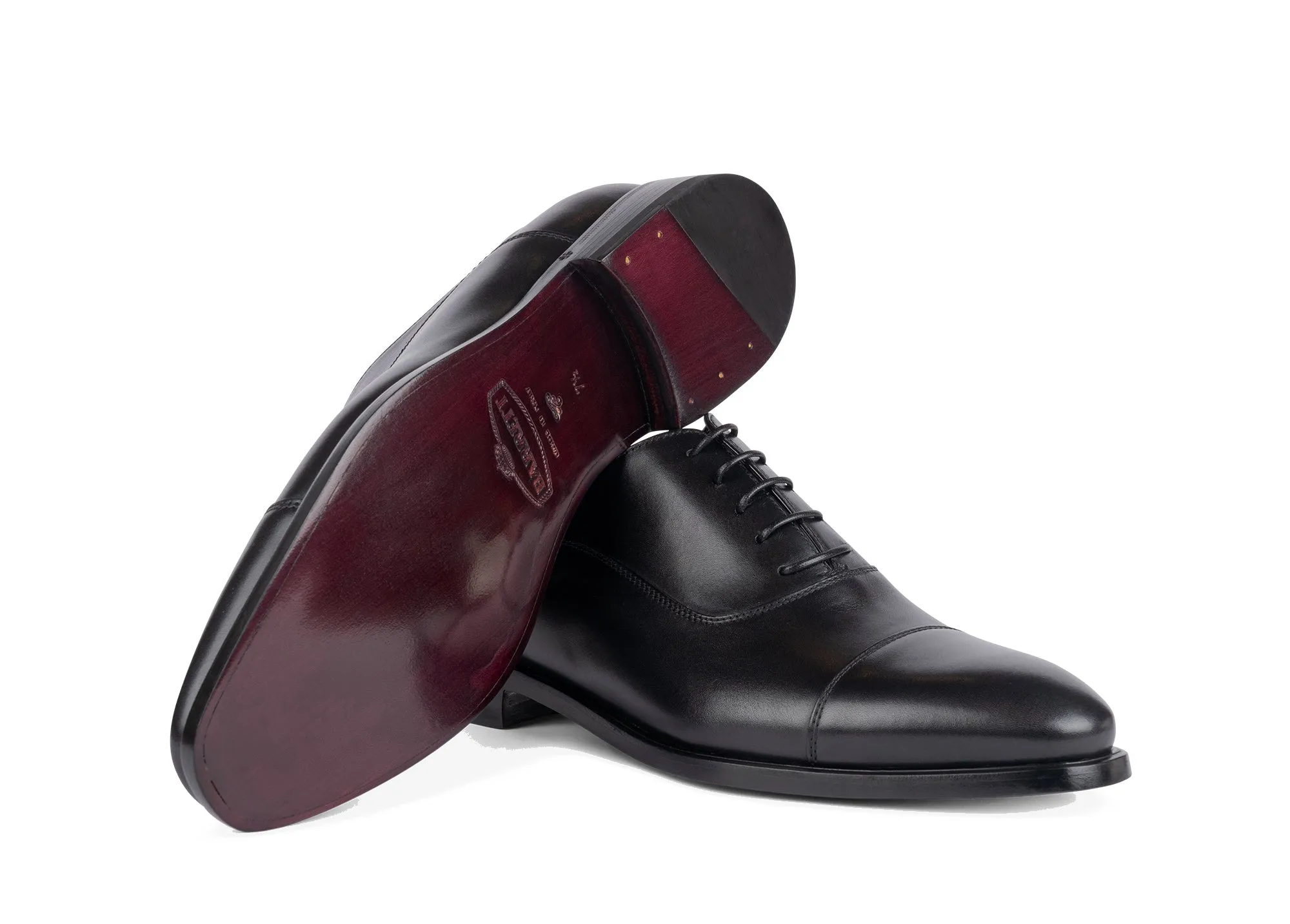 Oxford con puntale in pelle nera