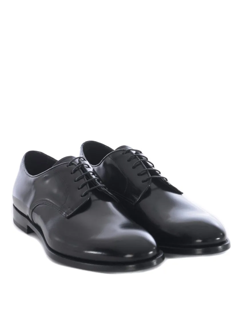 Oxford Shoe In Black Brushed Leather