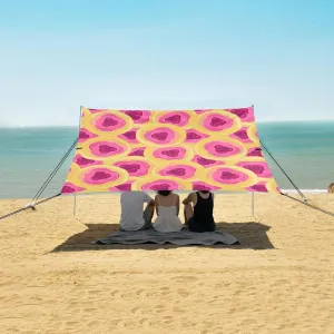 Pancake Cherry Sauce Beach Canopy Tent Anti-UV & Wind Resistant, Camping Sun Shelter Easy Setup Portable,Outdoor Shade Tents with Sandbags,Sand Shovels,Ground Pegs & Stability Poles