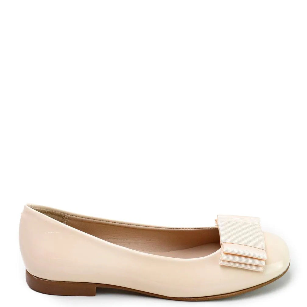 Papanatas Nude Leather Bow Flat