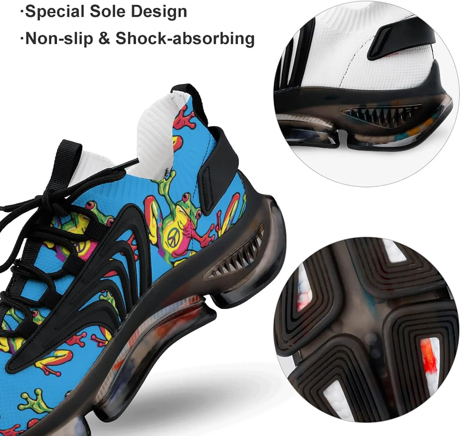 Peace Frogs Multi-Color Men's Tennis Shoes Fashion Athletic Sneakers for Sport Walking Running Workout