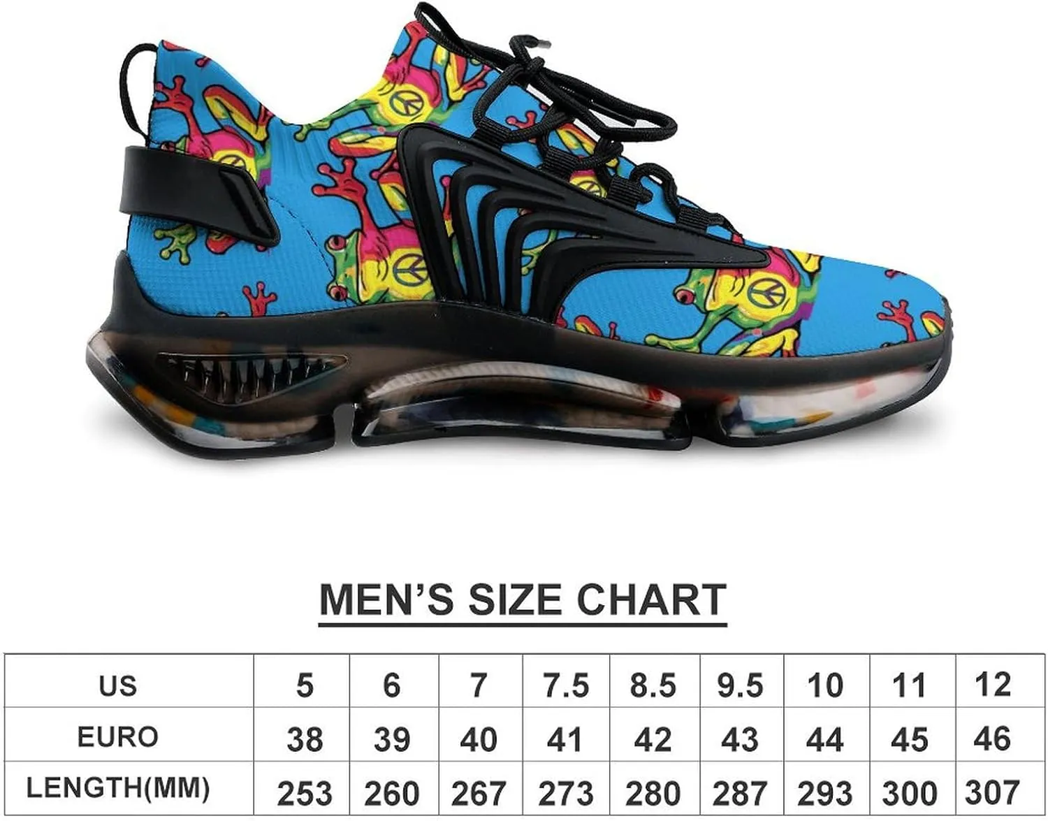 Peace Frogs Multi-Color Men's Tennis Shoes Fashion Athletic Sneakers for Sport Walking Running Workout