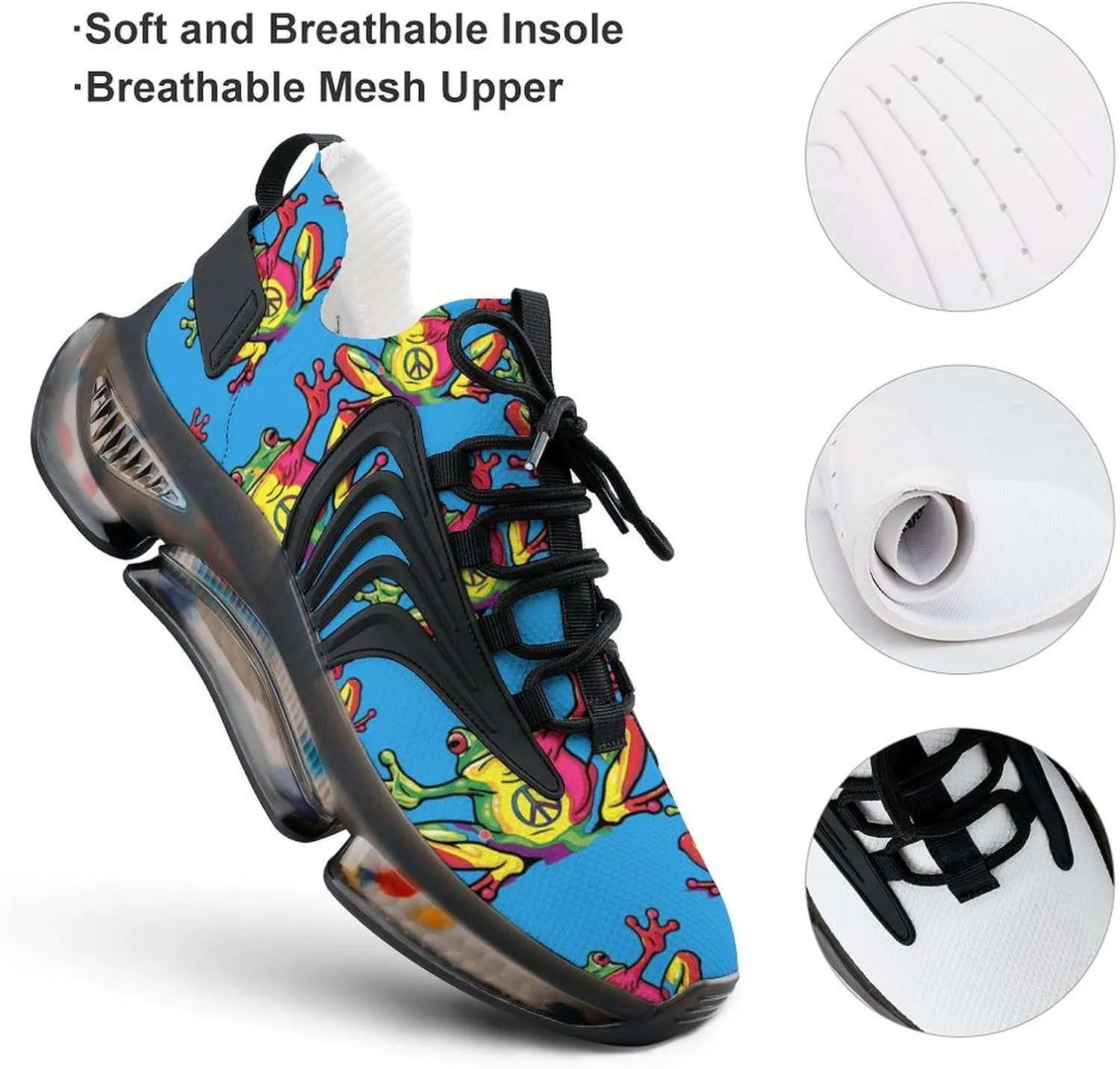 Peace Frogs Multi-Color Men's Tennis Shoes Fashion Athletic Sneakers for Sport Walking Running Workout