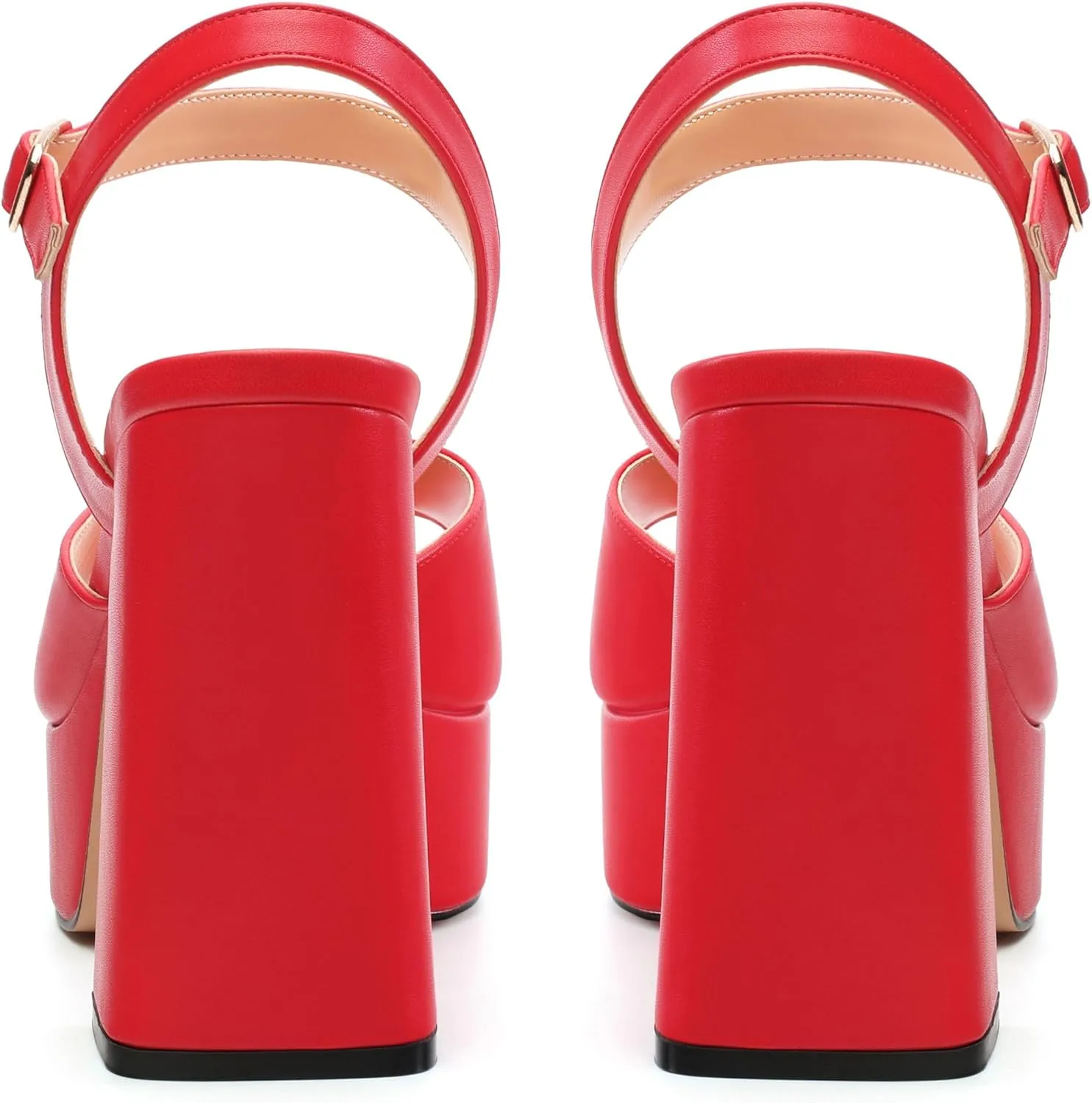 Platform Sandals High Heels for Women Comfortable Chunky Heel Square Open Toe Pumps with Adjustable Ankle Strap Women's Wedding Party Pumps