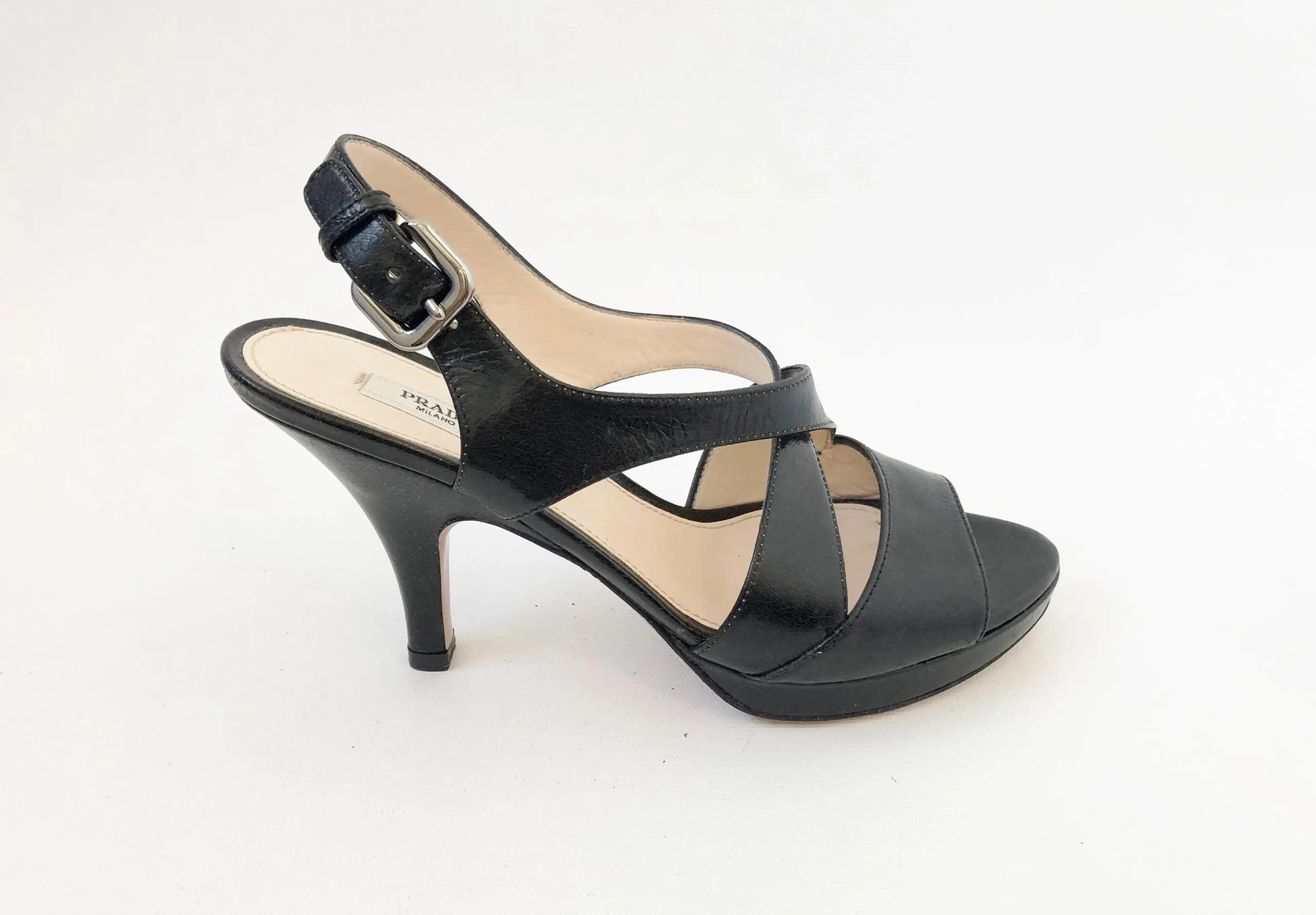 Prada Leather Strappy Sandal Size 36 It (6 Us)