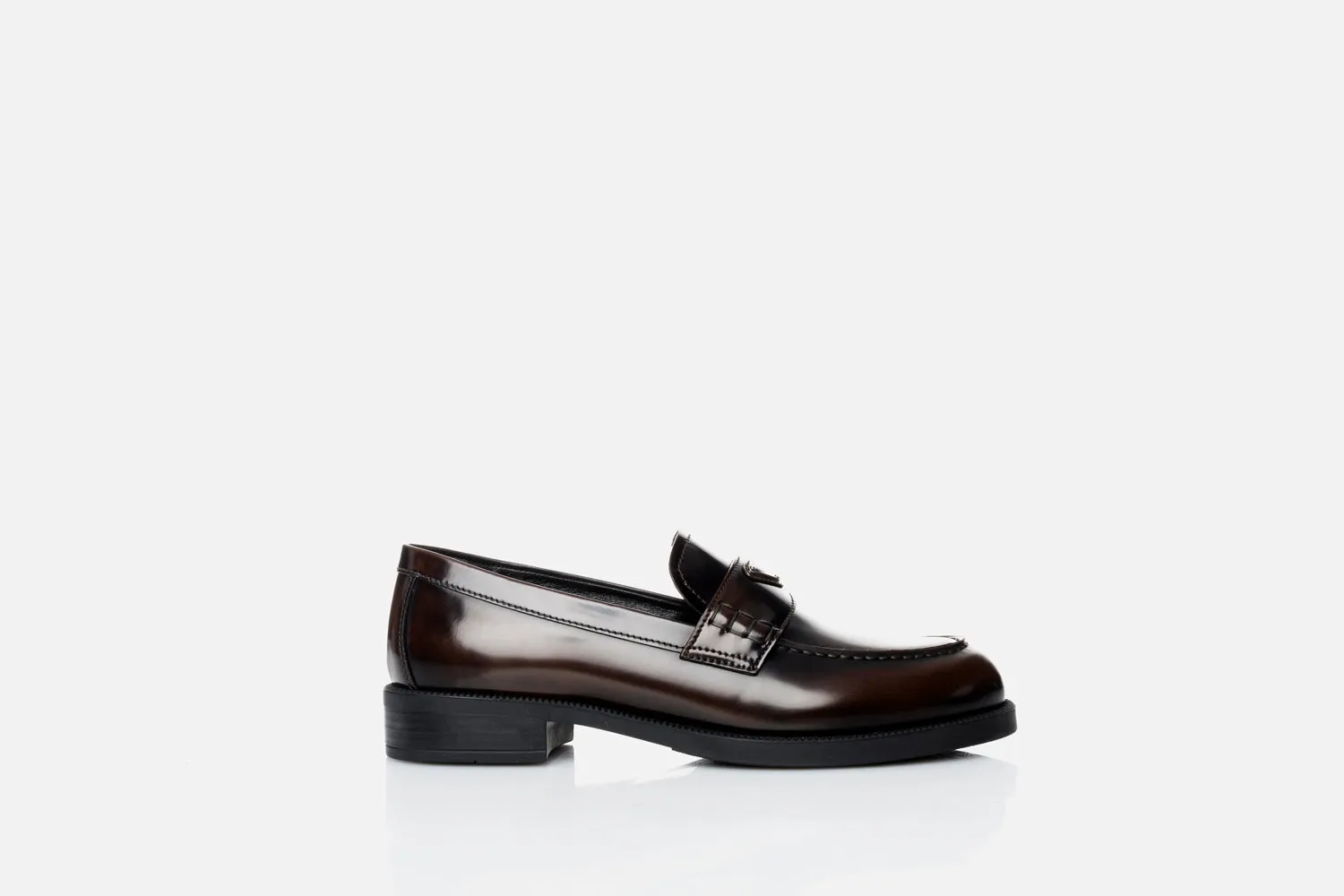 Prada Logo Leather Loafers