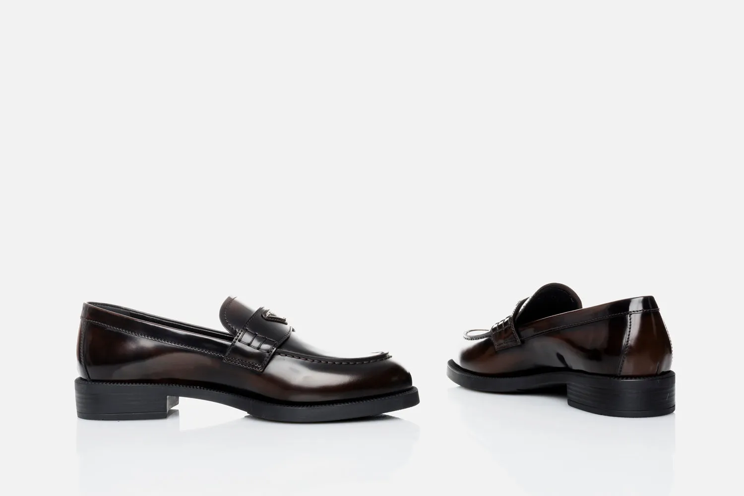 Prada Logo Leather Loafers