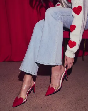 Queen Of Hearts Suede Heeled Mule
