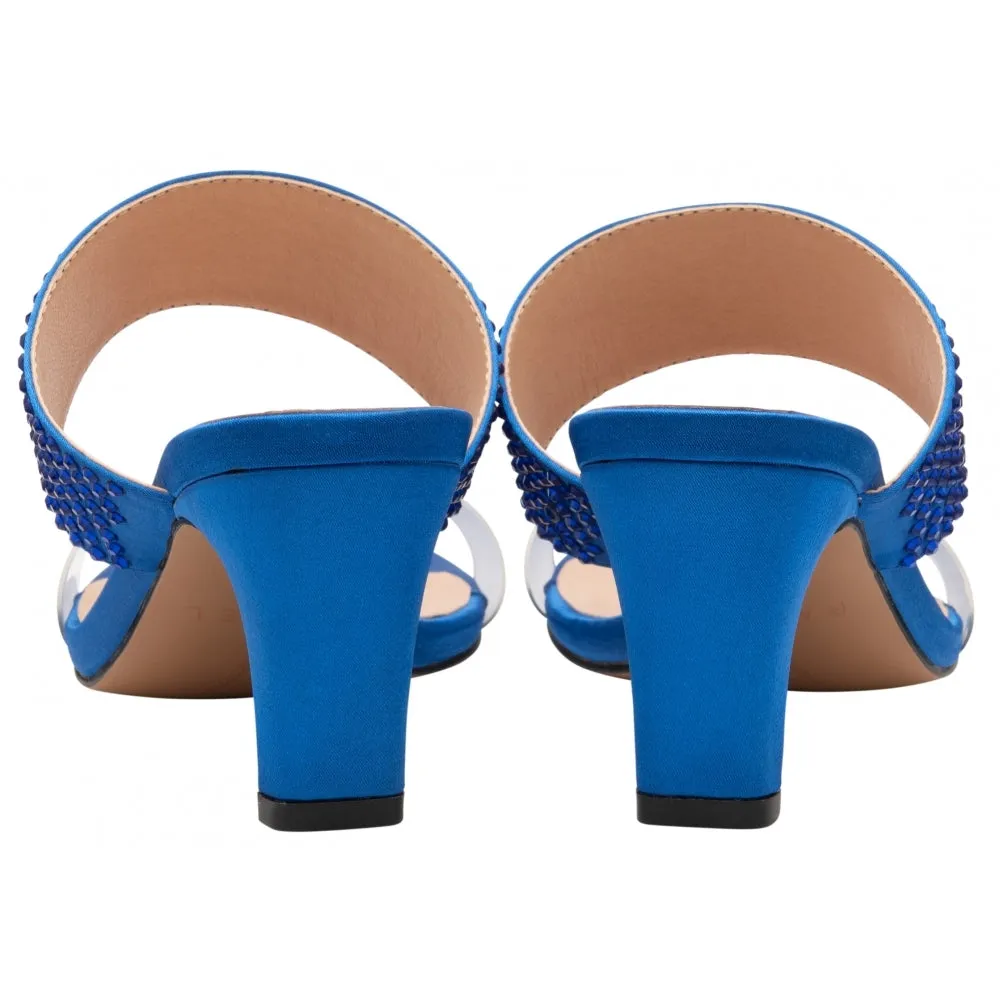 Ravel Blue Satin & Diamante Dorea Mule Shoes