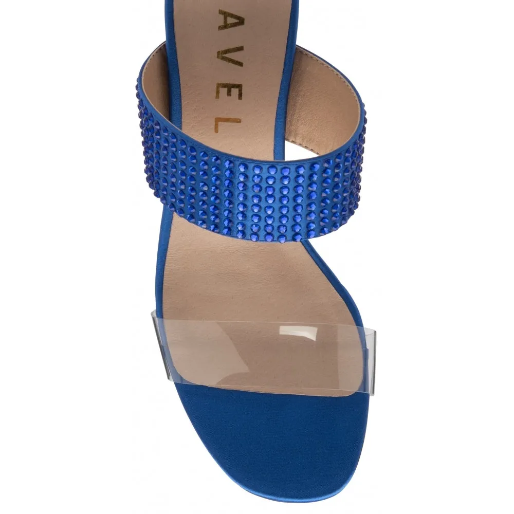 Ravel Blue Satin & Diamante Dorea Mule Shoes