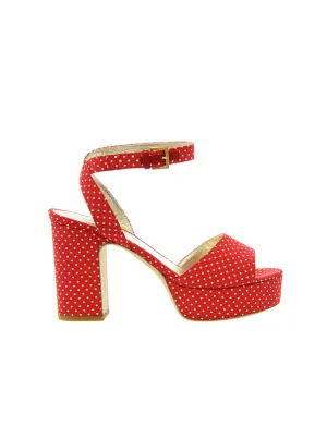 Red platform sandal with weight