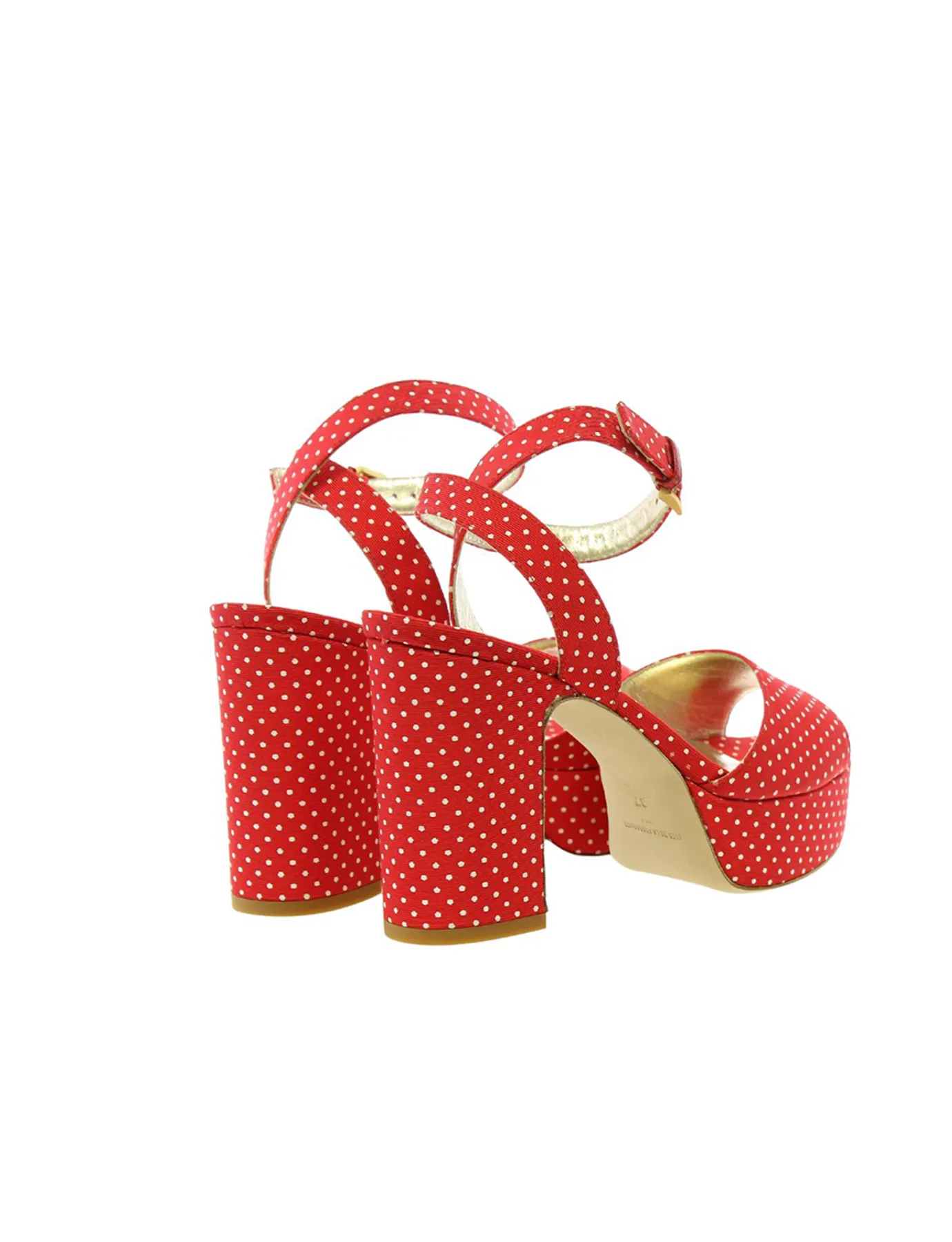 Red platform sandal with weight