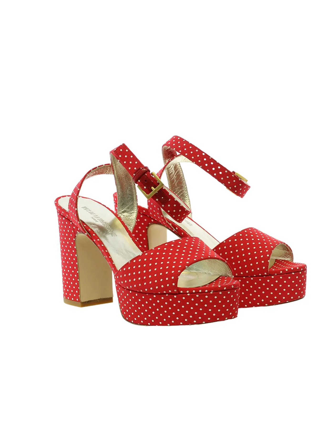 Red platform sandal with weight