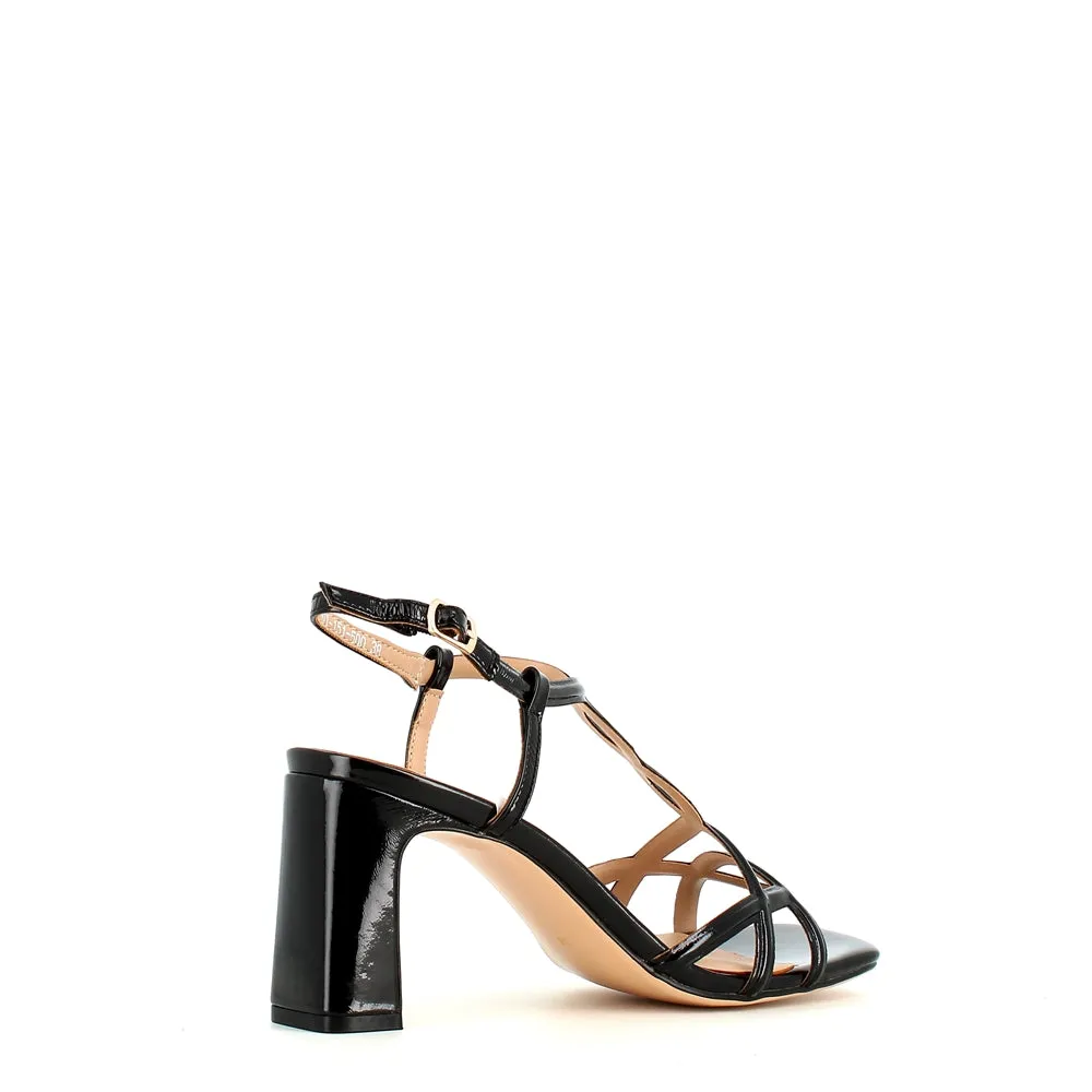 Regarde Le Ciel Chelly Strappy Patent Sandal Black