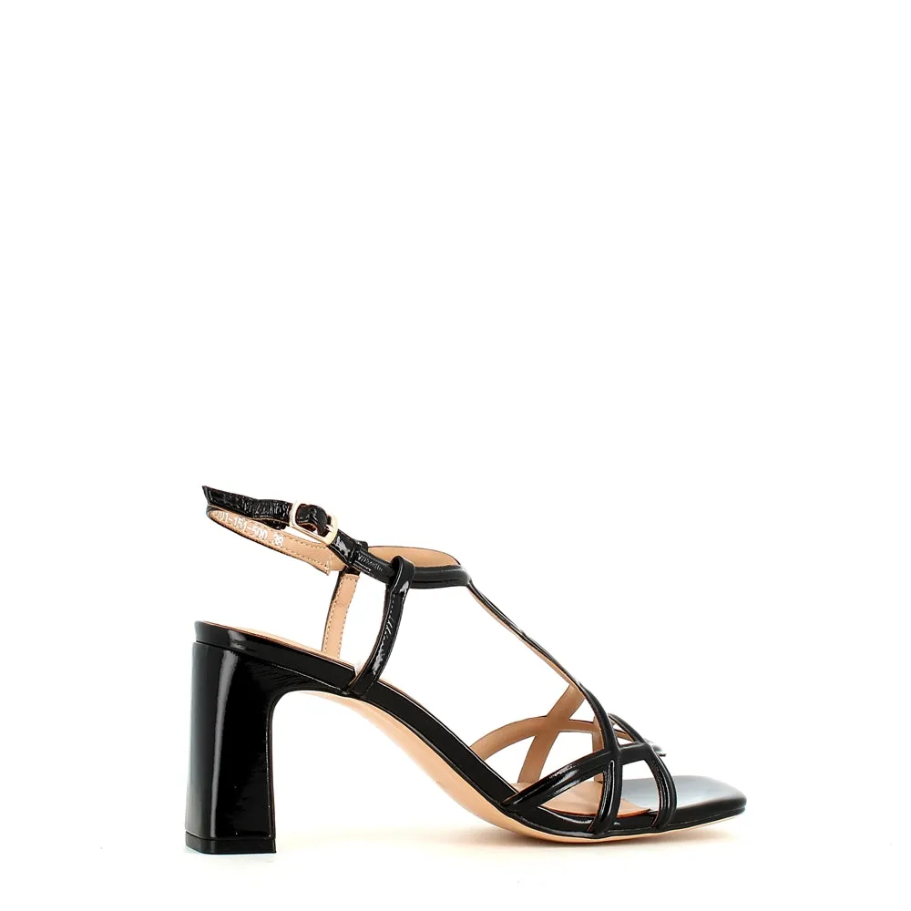 Regarde Le Ciel Chelly Strappy Patent Sandal Black